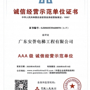 诚信经营示范单位
